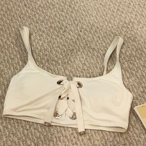MICHAEL Michael Kors Cream Tie Front Crop Bikini